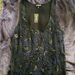 Women’s Express Navy/Black Sequins Tank Top - NWT - Size S